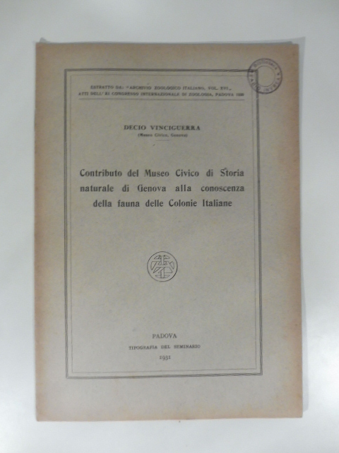 Contributo del Museo Civico di Storia naturale di Genova alla conoscenza della fauna delle colonie italiane